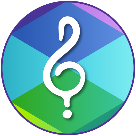 Conductor Harmony AI logo featuring a combination of a treble clef and a question mark on a brightly colored background.