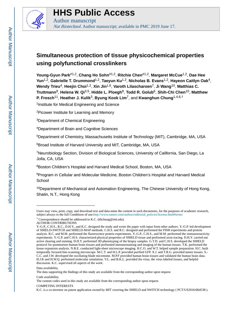 Method: SHIELD Tissue Clearing Technique