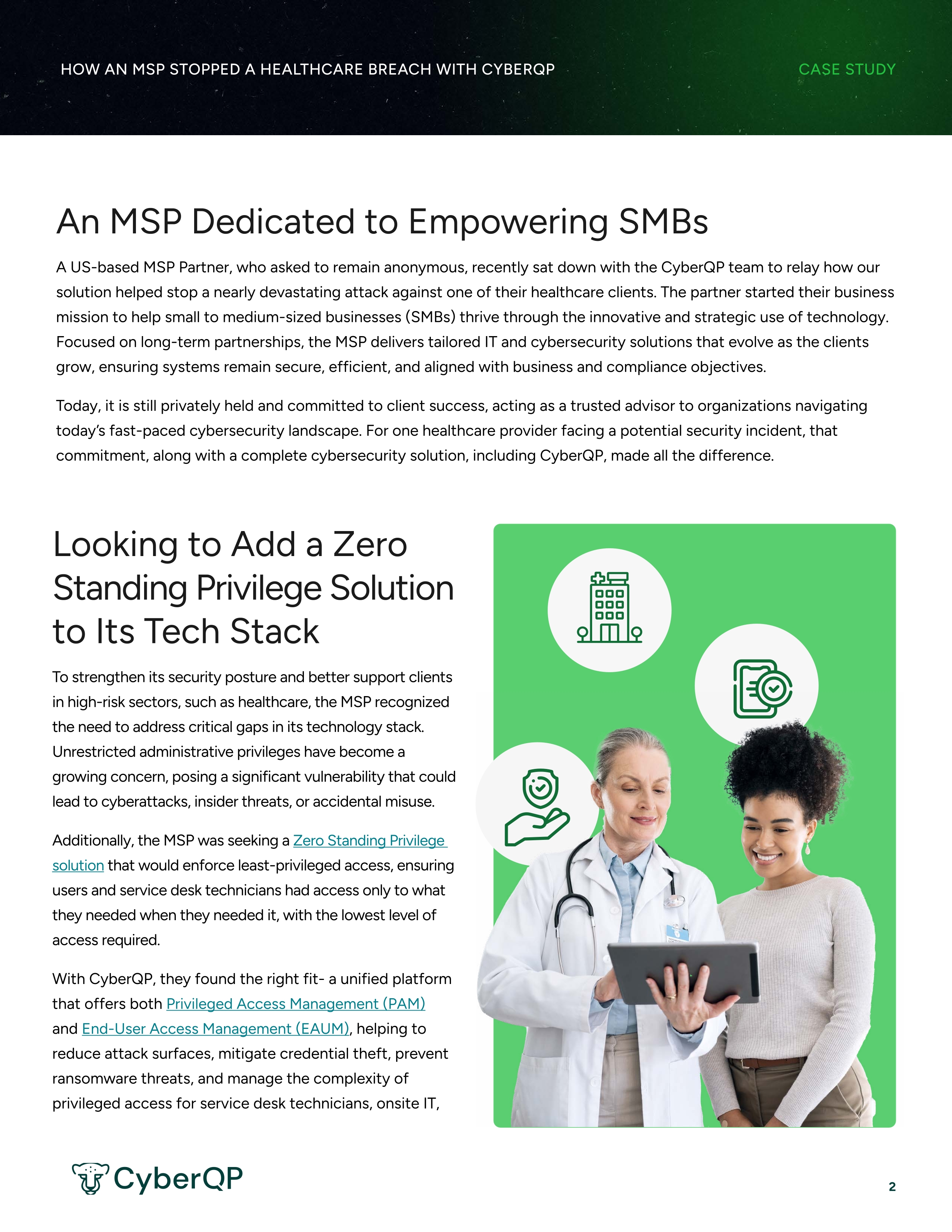 Page 2 of 4, How An MSP Stopped a Healthcare Breach | CyberQP Case Study
