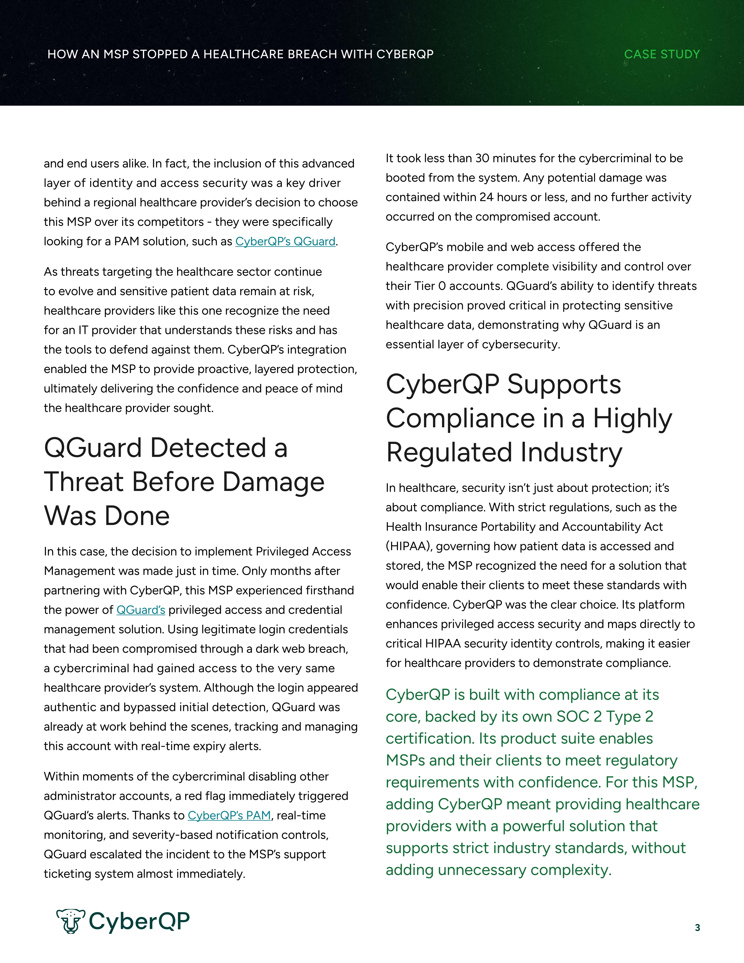 Page 3 of 4, How An MSP Stopped a Healthcare Breach | CyberQP Case Study