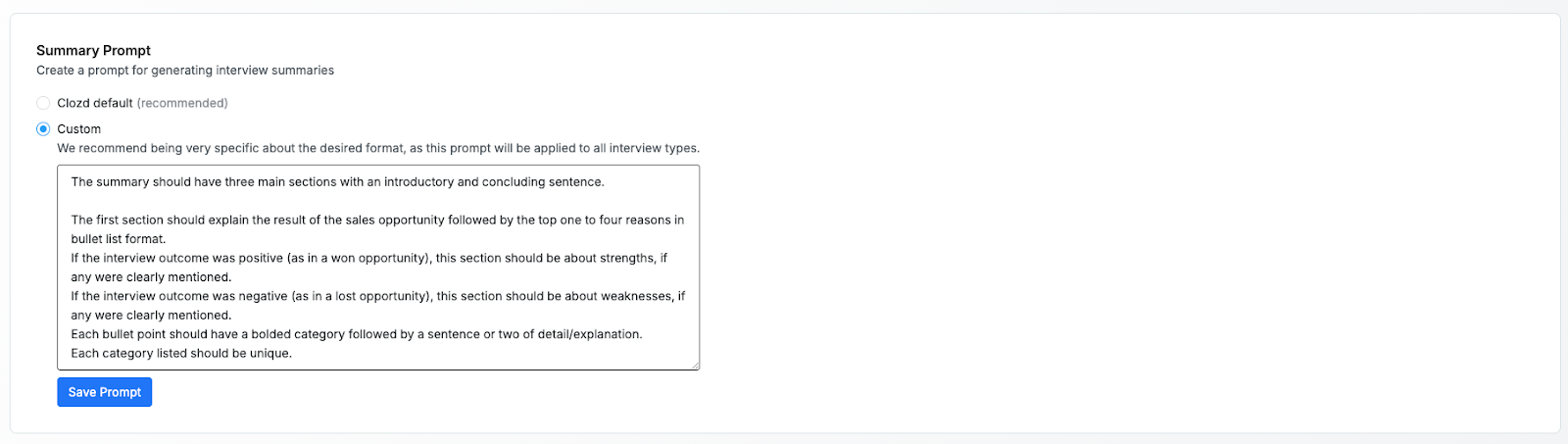 clozd ai interview summary